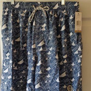 NWT Men's Swim Trunks, Size Lg. Waves & Sail Boats